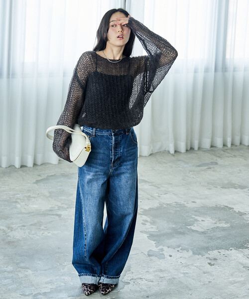 「FREAK'S STORE」 デニムパンツ MEDIUM ダークネイビー レディース_画像6