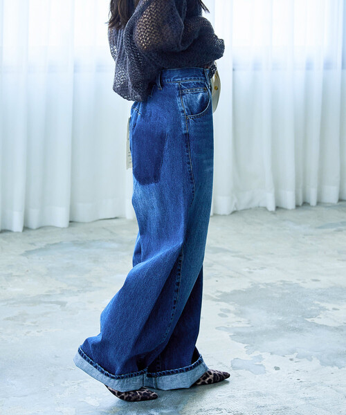 「FREAK'S STORE」 デニムパンツ MEDIUM ダークネイビー レディース_画像9