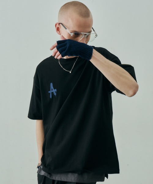 「AIVER」 半袖Tシャツ LARGE ブラック×グレー メンズ_画像2
