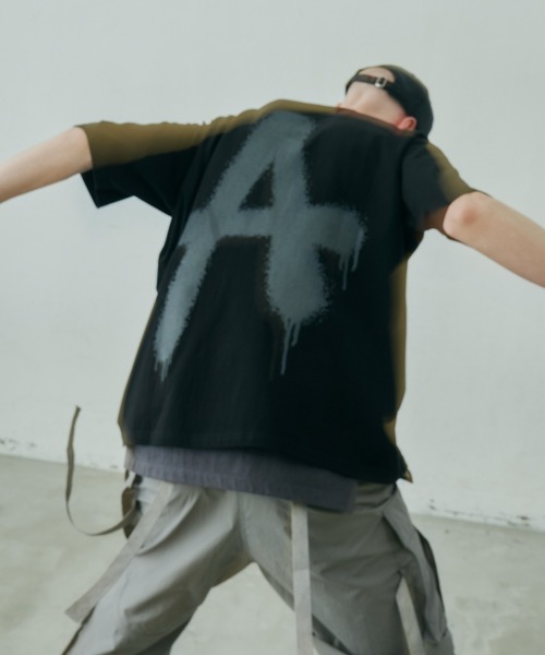 「AIVER」 半袖Tシャツ LARGE ブラック×グレー メンズ_画像4