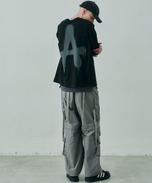 「AIVER」 半袖Tシャツ LARGE ブラック×グレー メンズ_画像6