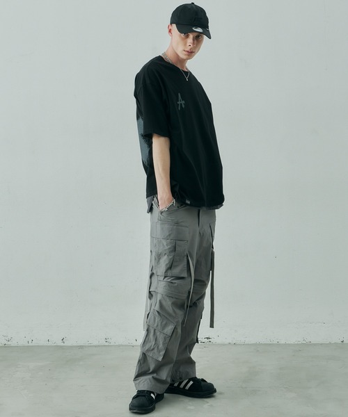 「AIVER」 半袖Tシャツ LARGE ブラック×グレー メンズ_画像7
