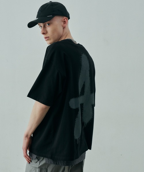 「AIVER」 半袖Tシャツ LARGE ブラック×グレー メンズ_画像9