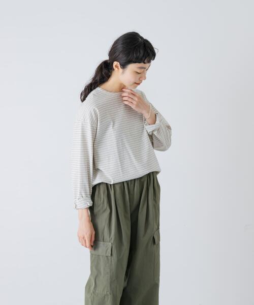 かぐれ　ボーダーロングカットソー かぐれ tシャツ ナローボーダーロングカットソー レディース