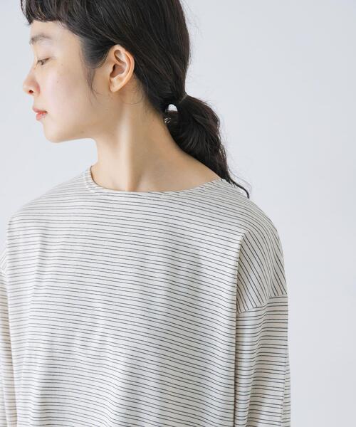 かぐれ tシャツ ナローボーダーロングカットソー レディース