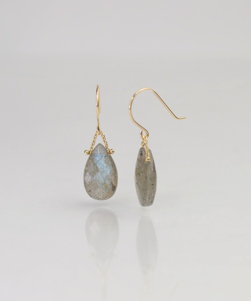 ⭐️美品⭐️ anq. k10 ペアシェイプバー　ピアス anq.」K10 ペアシェイプ ダイヤモンドパヴェピアス（ピアス（両