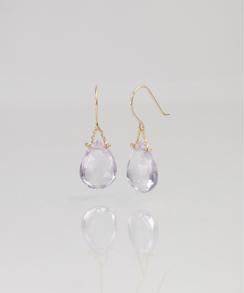 anq. k10 ペアシェイプバー　ピアス anq.】K10 ペアシェイプ ダイヤモンドパヴェピアス | KU
