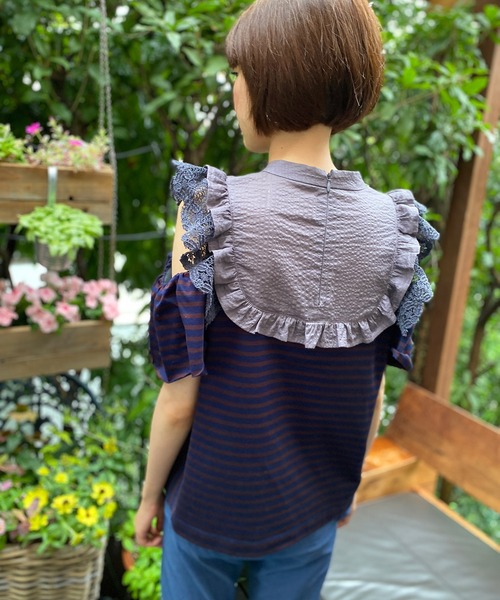 AVIE ブラウス シャツ オフショルダーフリルトップス レディース