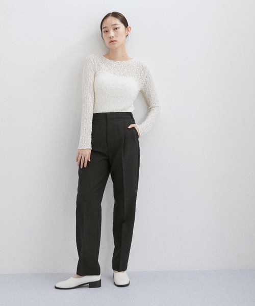 ADAM ET ROPE' トップス ストレッチレースプルオーバー