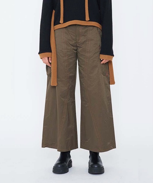 VIAVANDA パンツ COLOR STITCH BAGGY WIDE PANTS レディース