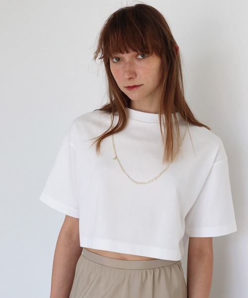 tシャツ midriff crew neck tee(ミドリフ丈クルーネックTシャツ) レディース