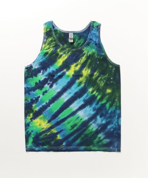 【初回限定】 タンクトップ TIE DYE TANK TOP - “DIAGONAL WEB” / タイダイ トップス