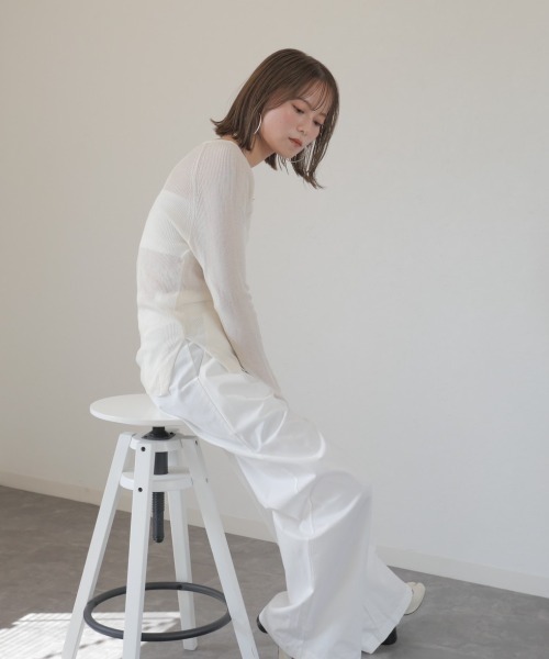 Reurie'（レウリィ） ニット セーター side slit sheer top / サイド