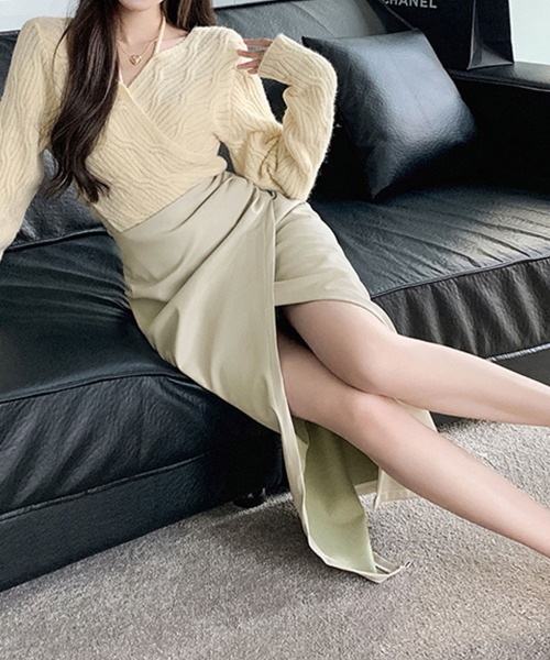 新品❤️CPG スリット入りグリーンスカート スカート スリットロングスカート レディース : ZOZOTOWN Yahoo!店