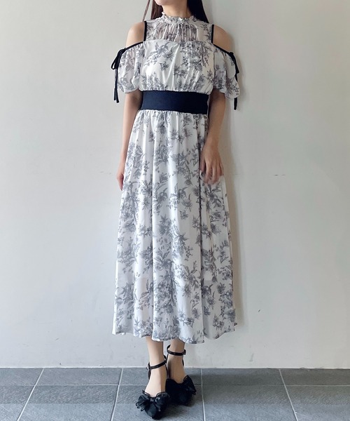NOMAE ワンピース カットアウトリボン花柄ワンピース : ZOZOTOWN