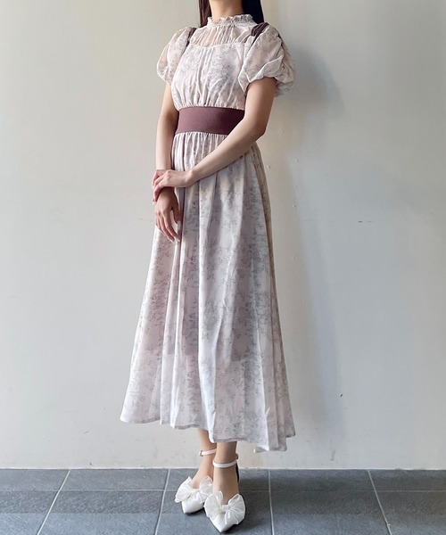 NOMAE ワンピース カットアウトリボン花柄ワンピース : ZOZOTOWN