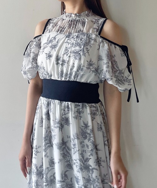NOMAE ワンピース カットアウトリボン花柄ワンピース : ZOZOTOWN