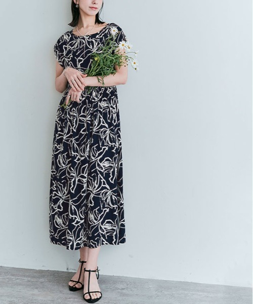 ワンピース 総柄 フレンチ スリーブ ロング丈 : ZOZOTOWN Yahoo!店
