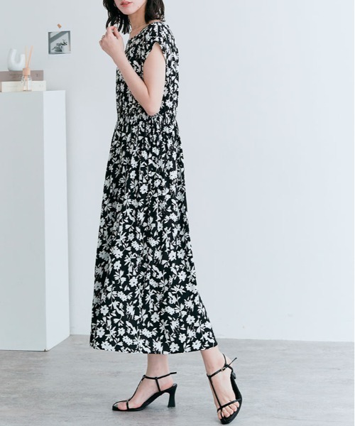 ワンピース 総柄 フレンチ スリーブ ロング丈 : ZOZOTOWN Yahoo!店