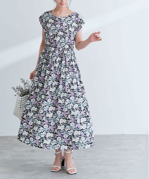 ワンピース 総柄 フレンチ スリーブ ロング丈 : ZOZOTOWN Yahoo!店