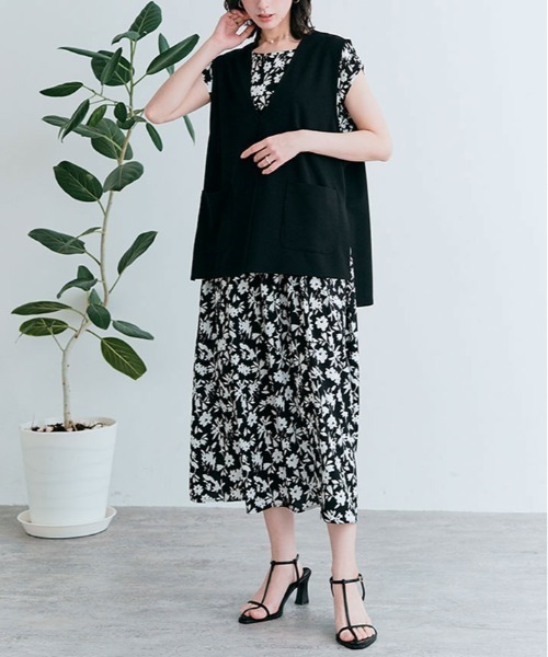 ワンピース 総柄 フレンチ スリーブ ロング丈 : ZOZOTOWN Yahoo