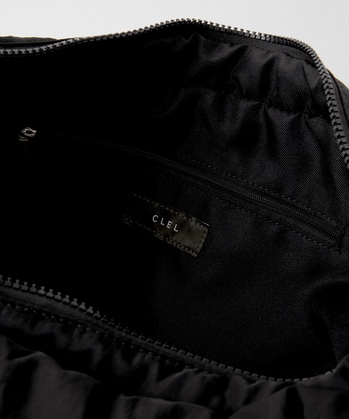 CLEL クレイル 撥水 ナイロン ビックギャザー ショルダーバッグ ブラック CLEL ショルダーバッグ 「CLEL」Water repellent nylon big
