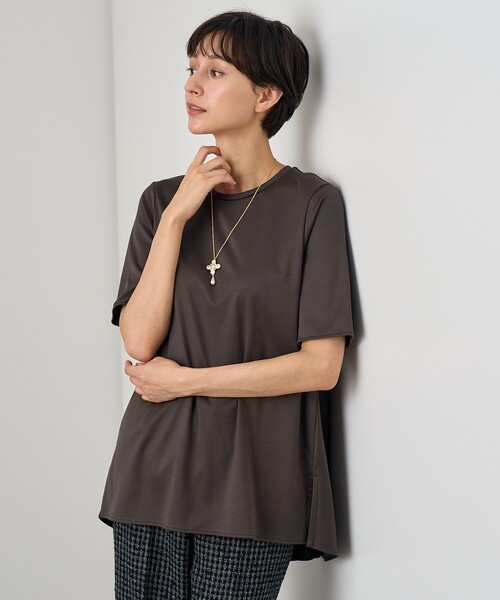 tシャツ コットンスムース後ろフレアプルオーバー レディース