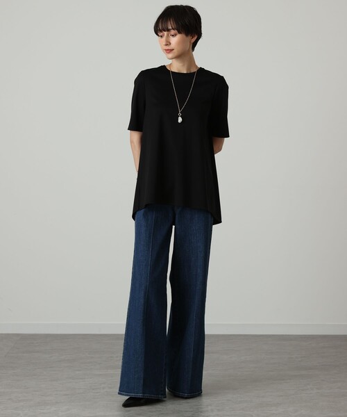 tシャツ コットンスムース後ろフレアプルオーバー レディース ANAYI tシャツ コットンスムース後ろフレアプルオーバー