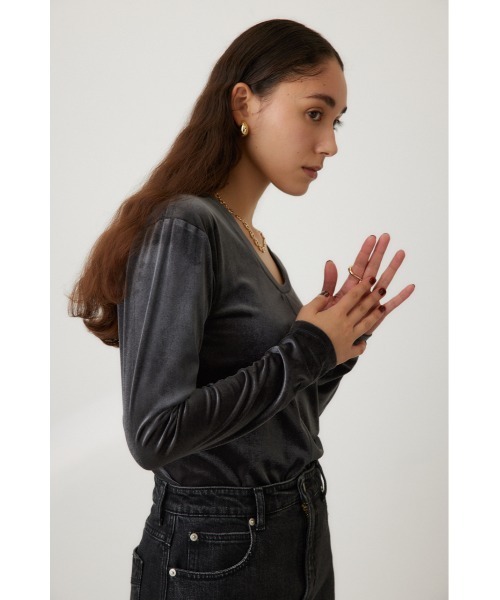 crie conforto tシャツ 2WAYベロアトップス 秋服 レディース