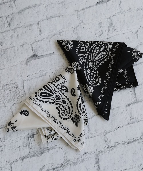 colleca la（コレカラ） スカーフ バンダナ モノトーンペイズリー柄