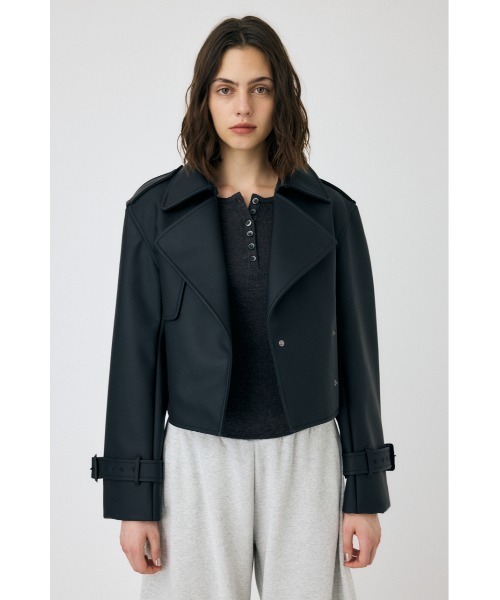 MOUSSY コート アウター F/LEATHER SHORT TRENCH ジャケット