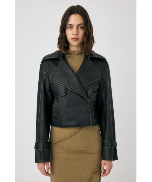 ジャケット・アウター MOUSSY LEATHER JACKET MOUSSY コート アウター F/LEATHER SHORT TRENCH ジャケット