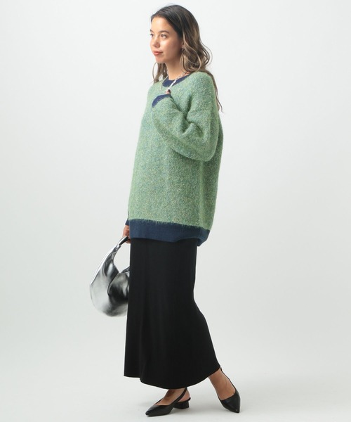 コーヘン　ミックスヤーン　バイカラーセーター　ピンク　ニット　長袖　コットン AEWEN MATOPH＞スムースバイカラーニット（ニット/セーター）｜AEWEN