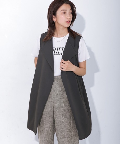 ベスト ジレ ツイルラペルジレ レディース