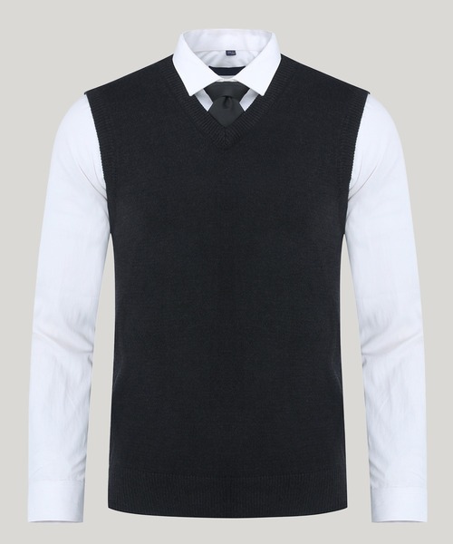 BLACK&WHITE ニットベスト　メンズM Cloudstyle ベスト ジレ 「Cloudstyle」Vネック ニットベスト メンズ