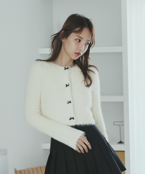 ルネ 黒ベージュリボンデザインカーディガン ルネ 黒ベージュリボンデザインカーディガン 1.jpg