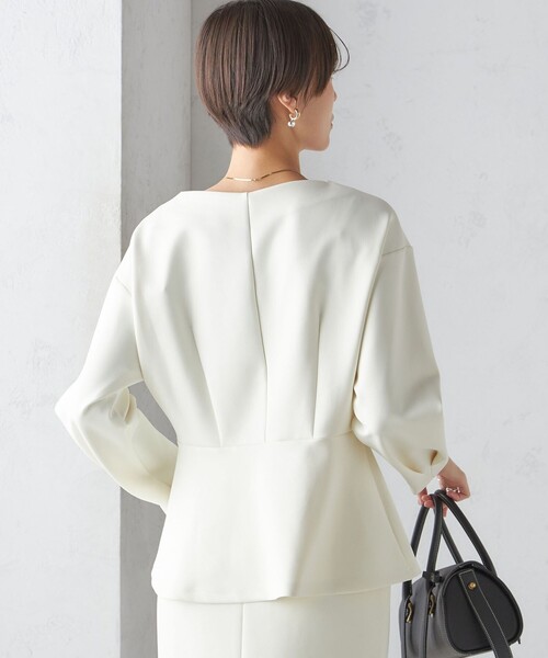 【シップス　ウィメン】〈手洗い可能〉ストレッチ ダンボール ブラウス（セットアップ対応） SHIPS｜<手洗い可能>ストレッチ ダンボール ブラウス