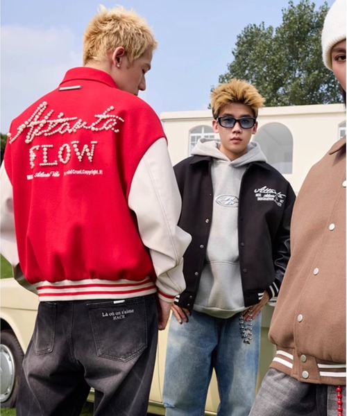 Real Mad Hectic 名作　初期　スタジャン グレー ウール・レザー Real Mad Hectic 名作 初期 スタジャン グレー ウール・レザー