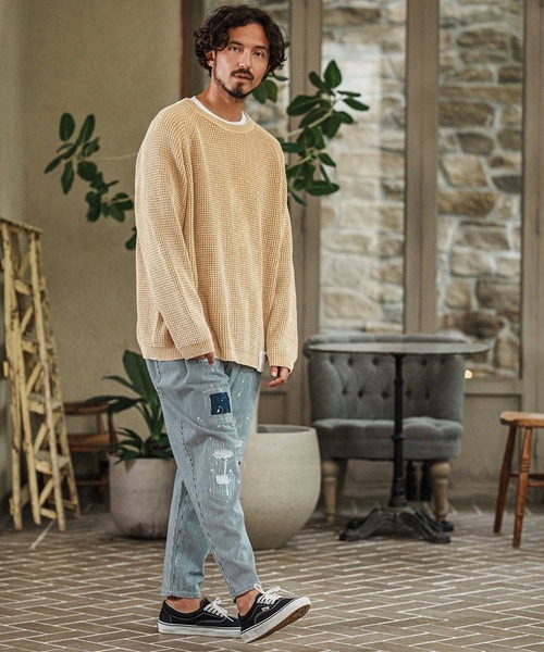 CAMBIO セーター ニット mn3080- Powder Bleached Waffle Cotton