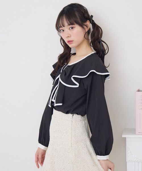 Emsexcite（エムズエキサイト） ブラウス シャツ パイピングフロント