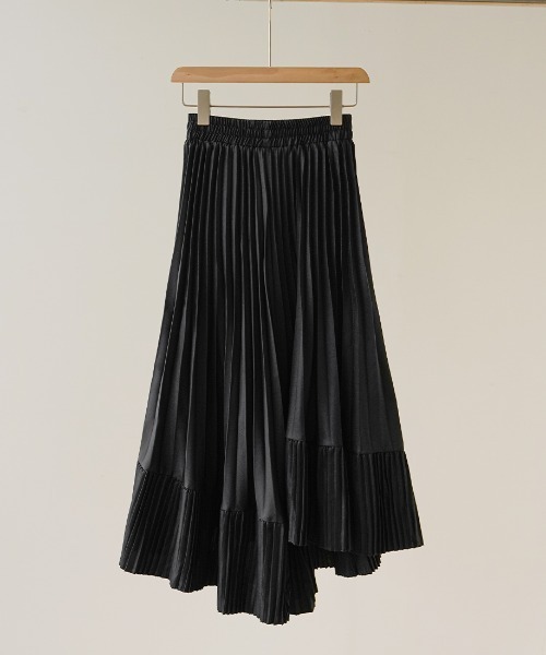スカート コーデを格上げランダムプリーツフリルロングスカート