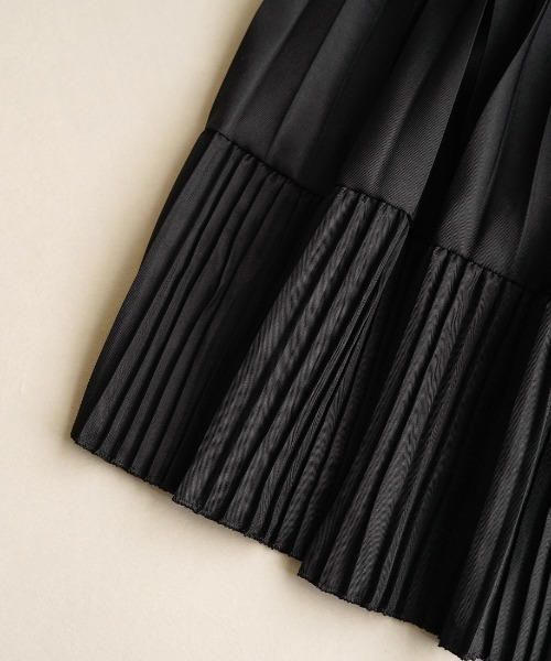 スカート コーデを格上げランダムプリーツフリルロングスカート