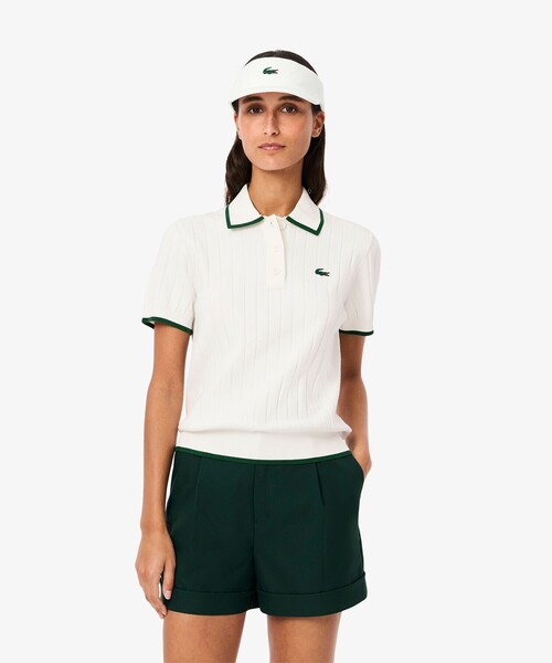 LACOSTE（ラコステ） ニット セーター メッシュ切り替え エッジ配色