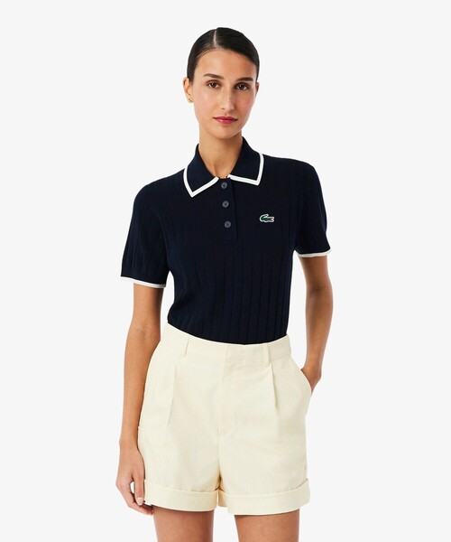 LACOSTE（ラコステ） ニット セーター メッシュ切り替え エッジ配色