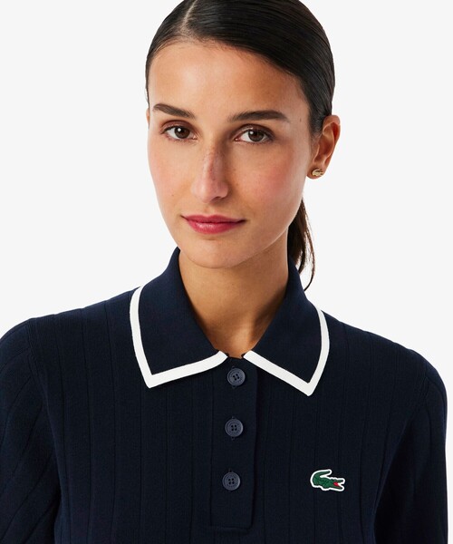 LACOSTE（ラコステ） ニット セーター メッシュ切り替え エッジ配色