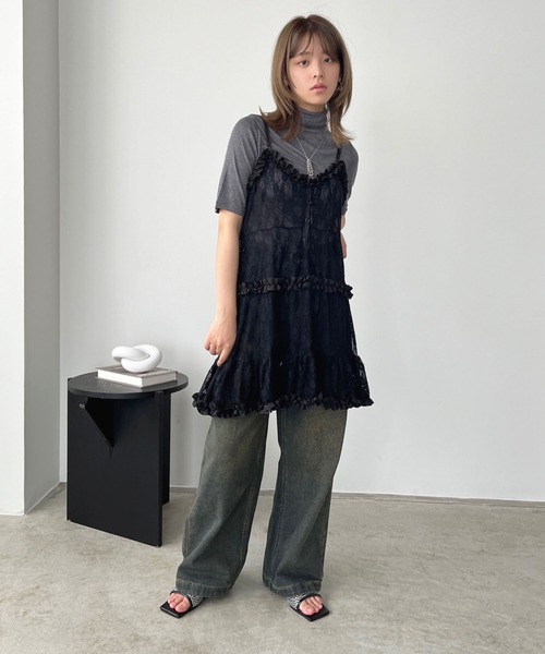 Jewelobe（ジュエローブ） キャミソール フリル×レースビスチェ