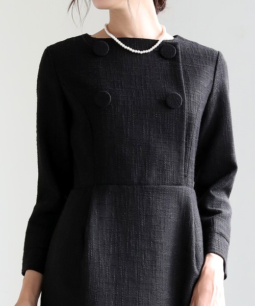 ワンピース ma DRESS LAB（ドレスラボ） 7分袖ワンピース M ブラック レディース