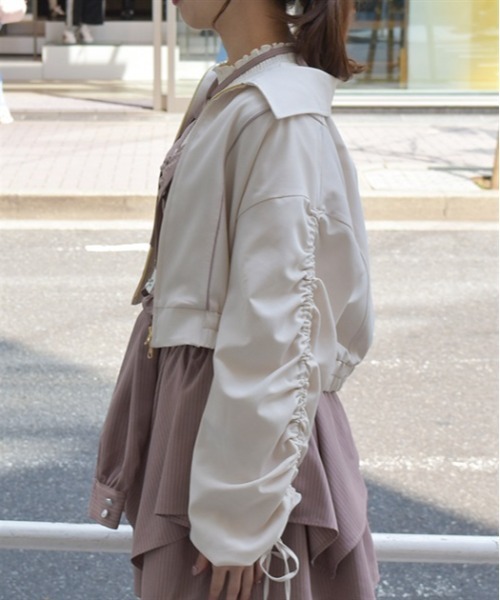 axes femme ブルゾン アウター ドロストスリーブシャツブルゾン