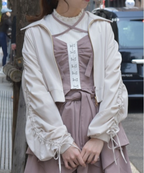 axes femme ブルゾン アウター ドロストスリーブシャツブルゾン