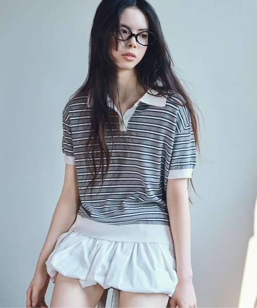 Heather Polo 半袖ニットセーター Heather ニット セーター 「POLO BCS(ポロ・ビーシーエス